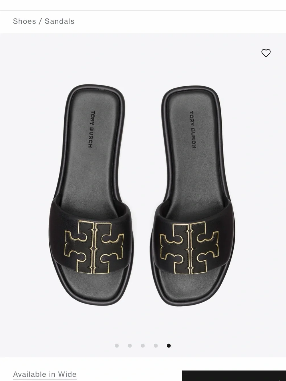 Tory Burch Black Slide Sandals with Gold Logo Stitching